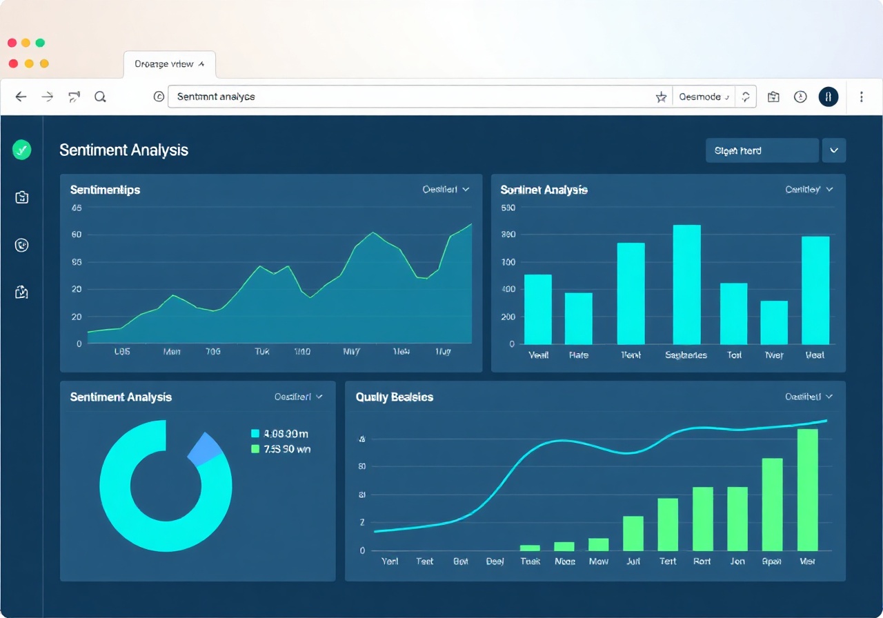 FeedBackNL analytics dashboard showing sentiment breakdown chart, weekly response volume graph, and a list of recent customer comments from a Dutch webshop